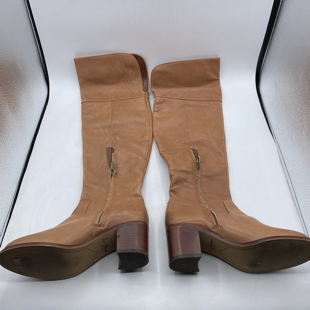 Sam Edelman Tan Leather Knee High Riding Boots Womens 6.5 Block Heel